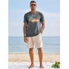 Runcati Mens Short Sleeve T-Shirts Graphic Crewneck Casual Printed Tee Summer Beach Hawaiian Vintage Shirts(Grey)