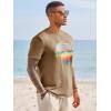 Runcati Mens Short Sleeve T-Shirts Graphic Crewneck Casual Printed Tee Summer Beach Hawaiian Vintage Shirts(Khaki)