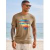 Runcati Mens Short Sleeve T-Shirts Graphic Crewneck Casual Printed Tee Summer Beach Hawaiian Vintage Shirts(Khaki)