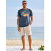 Runcati Mens Short Sleeve T-Shirts Graphic Crewneck Casual Printed Tee Summer Beach Hawaiian Vintage Shirts(Navy)