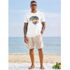 Runcati Mens Short Sleeve T-Shirts Graphic Crewneck Casual Printed Tee Summer Beach Hawaiian Vintage Shirts(White)