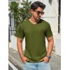 Runcati Mens T-Shirts Short Sleeve V Neck Casual Classic Shirt Summer Stretchy Regular Fit Lightweight Tees(Army Green)