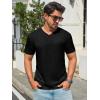 Runcati Mens T-Shirts Short Sleeve V Neck Casual Classic Shirt Summer Stretchy Regular Fit Lightweight Tees(Black)