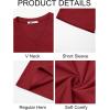 Runcati Mens T-Shirts Short Sleeve V Neck Casual Classic Shirt Summer Stretchy Regular Fit Lightweight Tees(Burgundy)