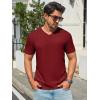 Runcati Mens T-Shirts Short Sleeve V Neck Casual Classic Shirt Summer Stretchy Regular Fit Lightweight Tees(Burgundy)