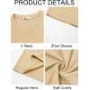 Runcati Mens T-Shirts Short Sleeve V Neck Casual Classic Shirt Summer Stretchy Regular Fit Lightweight Tees(Khaki)