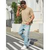 Runcati Mens T-Shirts Short Sleeve V Neck Casual Classic Shirt Summer Stretchy Regular Fit Lightweight Tees(Khaki)