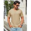 Runcati Mens T-Shirts Short Sleeve V Neck Casual Classic Shirt Summer Stretchy Regular Fit Lightweight Tees(Khaki)