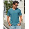 Runcati Mens T-Shirts Short Sleeve V Neck Casual Classic Shirt Summer Stretchy Regular Fit Lightweight Tees(Lake Blue)