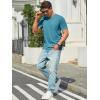 Runcati Mens T-Shirts Short Sleeve V Neck Casual Classic Shirt Summer Stretchy Regular Fit Lightweight Tees(Lake Blue)
