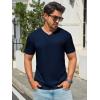 Runcati Mens T-Shirts Short Sleeve V Neck Casual Classic Shirt Summer Stretchy Regular Fit Lightweight Tees(Navy)
