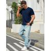 Runcati Mens T-Shirts Short Sleeve V Neck Casual Classic Shirt Summer Stretchy Regular Fit Lightweight Tees(Navy)