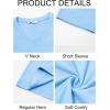 Runcati Mens T-Shirts Short Sleeve V Neck Casual Classic Shirt Summer Stretchy Regular Fit Lightweight Tees(Sky Blue)