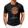 Runcati Mens Short Sleeve T-Shirts Crew Neck Casual Shirt Summer Beach Palm Tree Vintage Hawaiian Tees(Black)