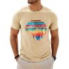 Runcati Mens Short Sleeve T-Shirts Graphic Crewneck Casual Printed Tee Summer Beach Hawaiian Vintage Shirts(Apricot)