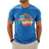 Runcati Mens Short Sleeve T-Shirts Graphic Crewneck Casual Printed Tee Summer Beach Hawaiian Vintage Shirts(Blue)