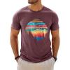 Runcati Mens Short Sleeve T-Shirts Graphic Crewneck Casual Printed Tee Summer Beach Hawaiian Vintage Shirts(Burgundy)