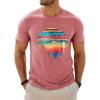 Runcati Mens Short Sleeve T-Shirts Graphic Crewneck Casual Printed Tee Summer Beach Hawaiian Vintage Shirts(Dark Pink)