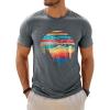 Runcati Mens Short Sleeve T-Shirts Graphic Crewneck Casual Printed Tee Summer Beach Hawaiian Vintage Shirts(Grey)