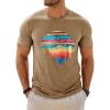Runcati Mens Short Sleeve T-Shirts Graphic Crewneck Casual Printed Tee Summer Beach Hawaiian Vintage Shirts(Khaki)