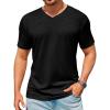 Runcati Mens T-Shirts Short Sleeve V Neck Casual Classic Shirt Summer Stretchy Regular Fit Lightweight Tees(Black)