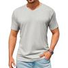 Runcati Mens T-Shirts Short Sleeve V Neck Casual Classic Shirt Summer Stretchy Regular Fit Lightweight Tees(Light Grey)