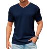 Runcati Mens T-Shirts Short Sleeve V Neck Casual Classic Shirt Summer Stretchy Regular Fit Lightweight Tees(Navy)
