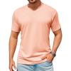 Runcati Mens T-Shirts Short Sleeve V Neck Casual Classic Shirt Summer Stretchy Regular Fit Lightweight Tees(Pink)