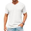 Runcati Mens T-Shirts Short Sleeve V Neck Casual Classic Shirt Summer Stretchy Regular Fit Lightweight Tees(White)