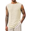 Runcati Mens Waffle Tank Tops Sleeveless T-Shirts Athletic Muscle Summer Beach Hippie Shirts(Beige)
