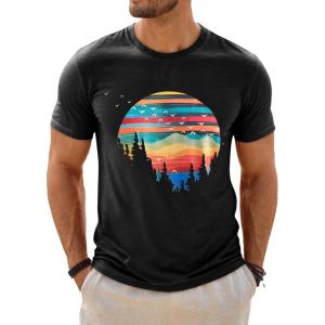 Runcati Mens Short Sleeve T-Shirts Graphic Crewneck Casual Printed Tee Summer Beach Hawaiian Vintage Shirts(Black)