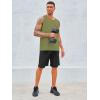 Runcati Men’s Sleeveless Tank Tops Crewneck Workout Gym Cotton Muscle Pocket T Shirt(Army Green)
