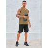 Runcati Men’s Sleeveless Tank Tops Crewneck Workout Gym Cotton Muscle Pocket T Shirt(Camel)