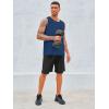 Runcati Men’s Sleeveless Tank Tops Crewneck Workout Gym Cotton Muscle Pocket T Shirt(Navy Blue)