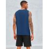 Runcati Men’s Sleeveless Tank Tops Crewneck Workout Gym Cotton Muscle Pocket T Shirt(Navy Blue)