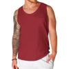 Runcati Men’s Sleeveless Tank Tops Crewneck Workout Gym Cotton Muscle Pocket T Shirt(Burgundy)