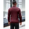 Runcati Mens Quarter Zip Sweater Mock Neck Pullover Ribbed Knit Casual Lightweight Polo Sweaters(Wine Red)
