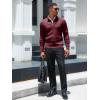 Runcati Mens Quarter Zip Sweater Mock Neck Pullover Ribbed Knit Casual Lightweight Polo Sweaters(Wine Red)