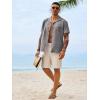 Runcati Mens Button Down Shirt Short Sleeve Cuban Casual Shirts Summer Beach Vacation Wedding Tops with Pocket(Dark Gray)