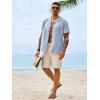 Runcati Mens Button Down Shirt Short Sleeve Cuban Casual Shirts Summer Beach Vacation Wedding Tops with Pocket(Light Blue)