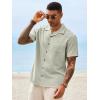 Runcati Mens Button Down Shirt Short Sleeve Cuban Casual Shirts Summer Beach Vacation Wedding Tops with Pocket(Mint)
