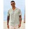 Runcati Mens Button Down Shirt Short Sleeve Cuban Casual Shirts Summer Beach Vacation Wedding Tops with Pocket(Mint)