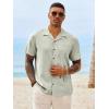 Runcati Mens Button Down Shirt Short Sleeve Cuban Casual Shirts Summer Beach Vacation Wedding Tops with Pocket(Mint)