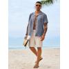 Runcati Mens Button Down Shirt Short Sleeve Cuban Casual Shirts Summer Beach Vacation Wedding Tops with Pocket(Navy)