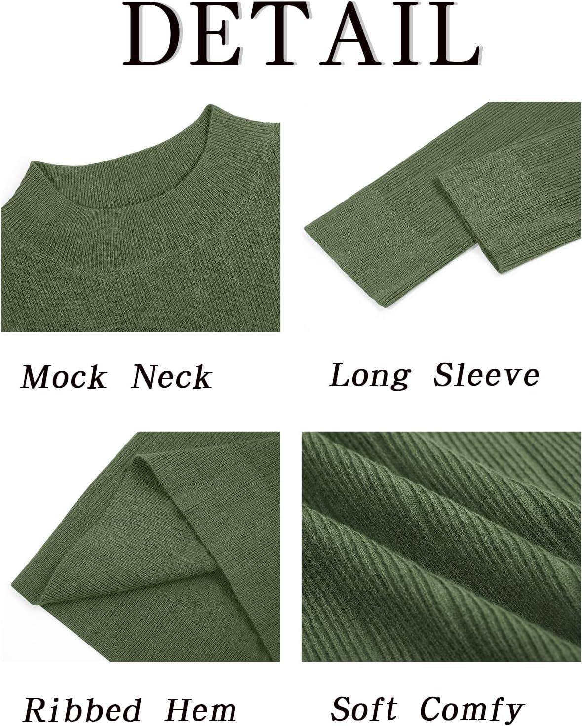 imageRuncati Mens Mock Turtleneck Sweater Slim Fit Casual Ribbed Knitted Pullover Fall Winter Basic Warm SweatersArmy Green