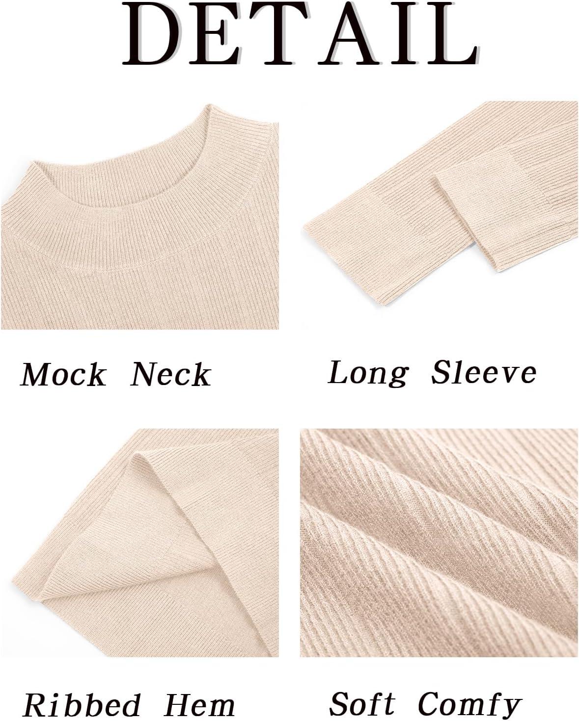 imageRuncati Mens Mock Turtleneck Sweater Slim Fit Casual Ribbed Knitted Pullover Fall Winter Basic Warm SweatersBeige