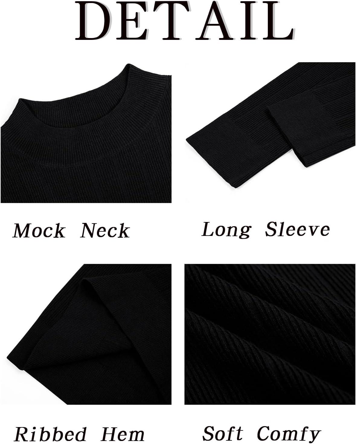 imageRuncati Mens Mock Turtleneck Sweater Slim Fit Casual Ribbed Knitted Pullover Fall Winter Basic Warm SweatersBlack