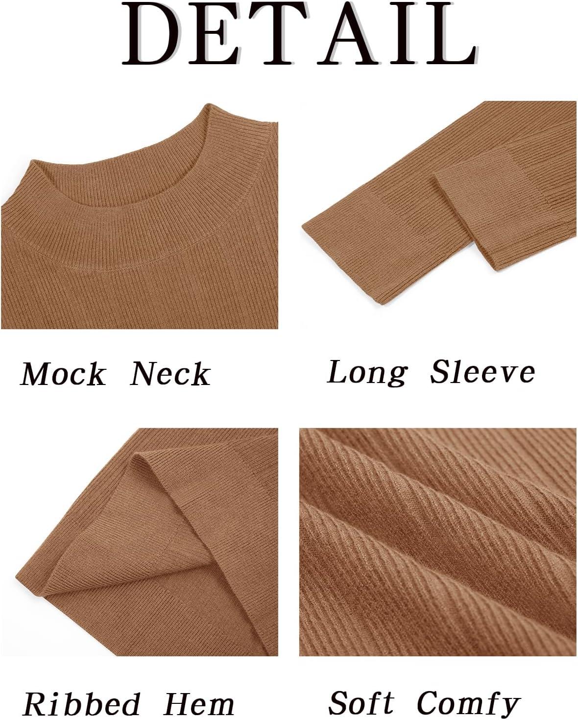 imageRuncati Mens Mock Turtleneck Sweater Slim Fit Casual Ribbed Knitted Pullover Fall Winter Basic Warm SweatersBrown