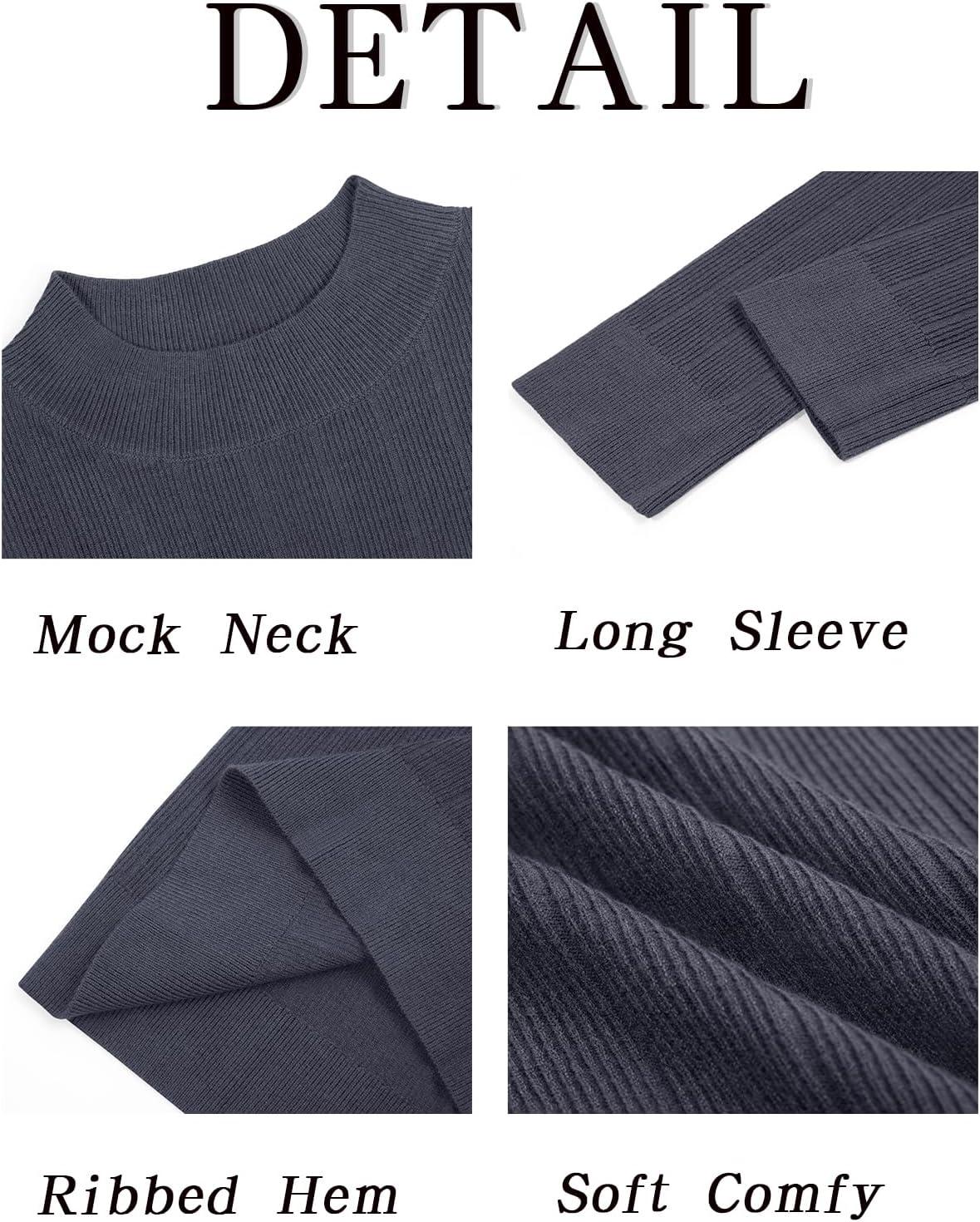 imageRuncati Mens Mock Turtleneck Sweater Slim Fit Casual Ribbed Knitted Pullover Fall Winter Basic Warm SweatersDark Gray