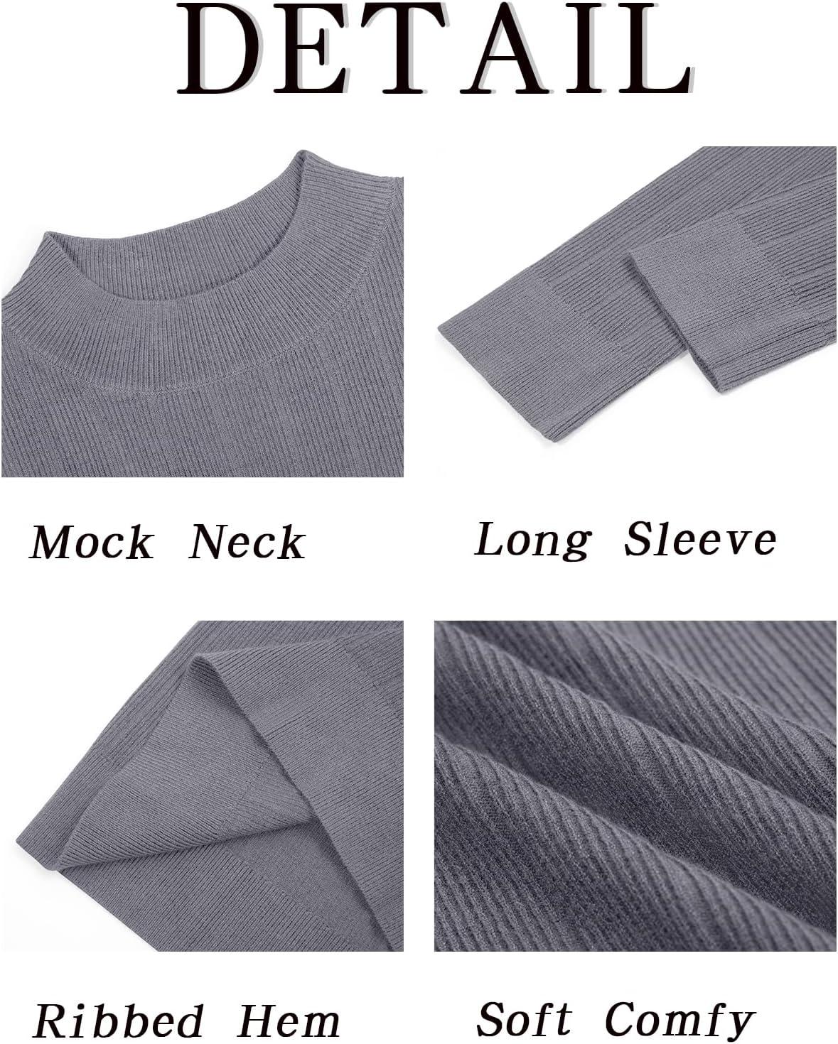 imageRuncati Mens Mock Turtleneck Sweater Slim Fit Casual Ribbed Knitted Pullover Fall Winter Basic Warm SweatersGray